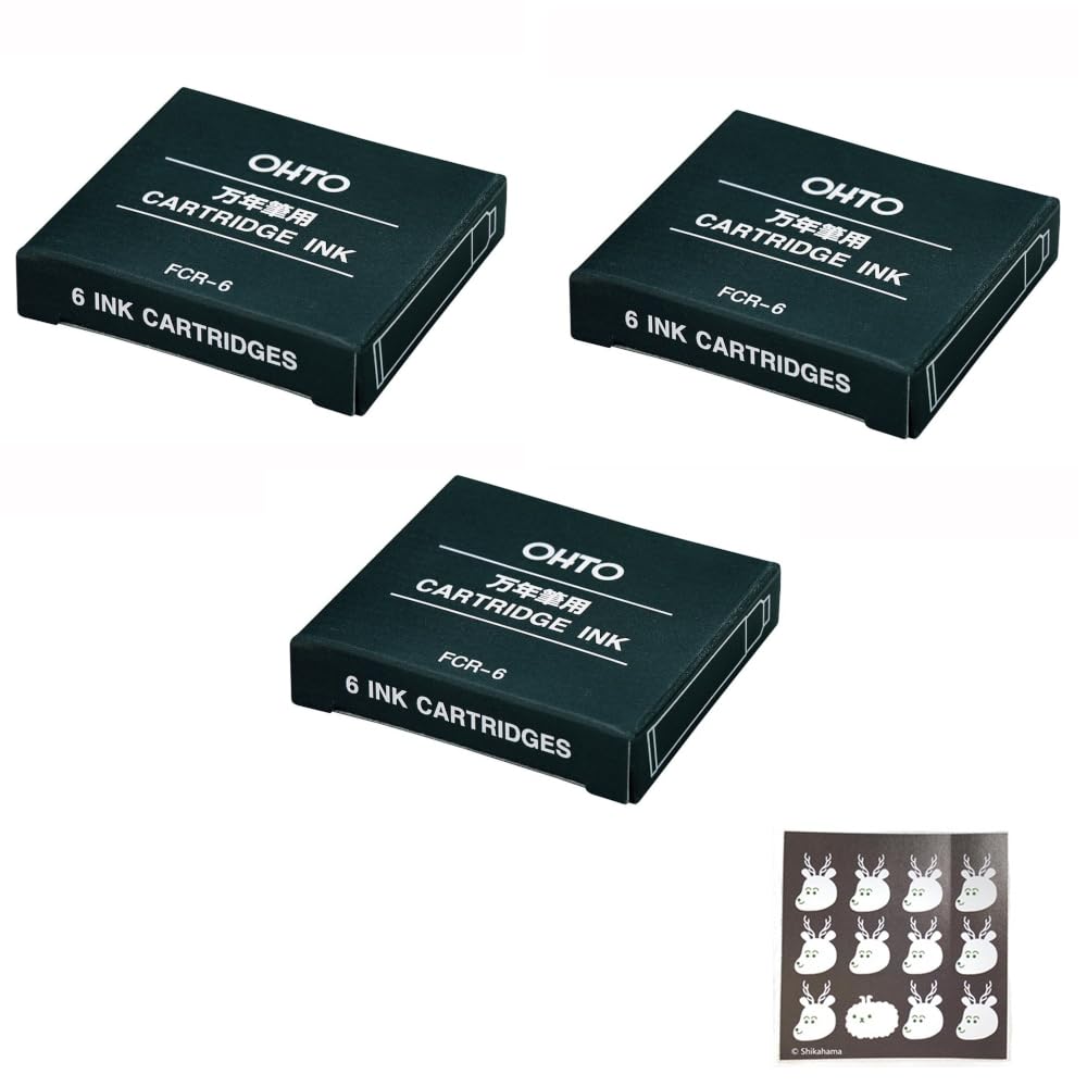 

з 3 коробок чорнильного картриджа для автоматичної авторучки чорного європейського загального стандарту європейського типу чорного з бонусною наклейкою подяки [Набір 18] (охто) FCR-6