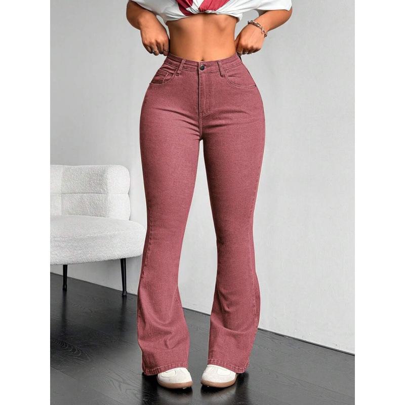 High-Waist Flared Denim Pants B12016 Large