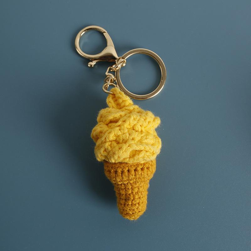 Handgehäkelte Eiscreme-Schlüsselanhänger Großhandel Süße Eiswaffel-Serie Häkel-Schlüsselanhänger Für Taschenanhänger Benutzerdefinierte Accessoires