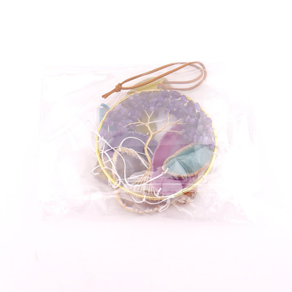 Tree of Life Agate Slice Crystal Pendant - Handmade Crafts T137