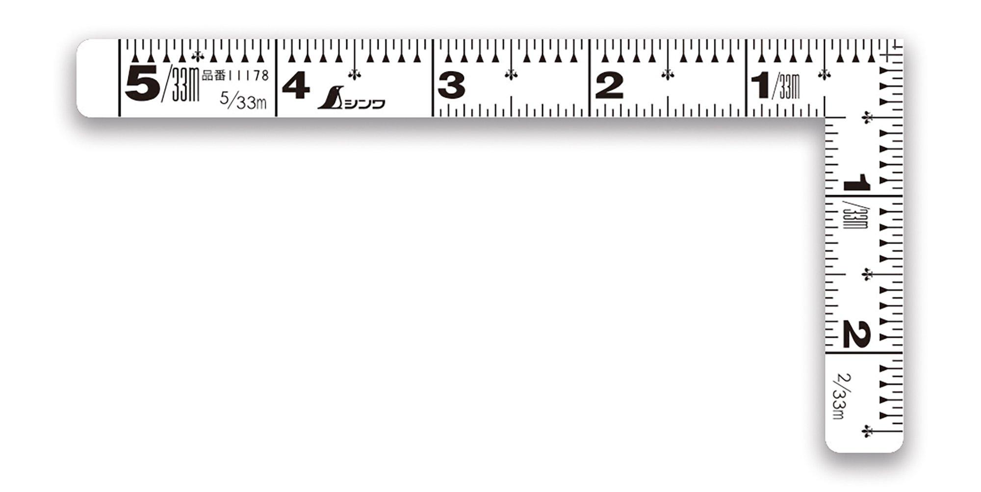 

Shinwa Sokutei Curved Ruler Flat Pita White 5 Combined Scale 11178 Sun/15cm