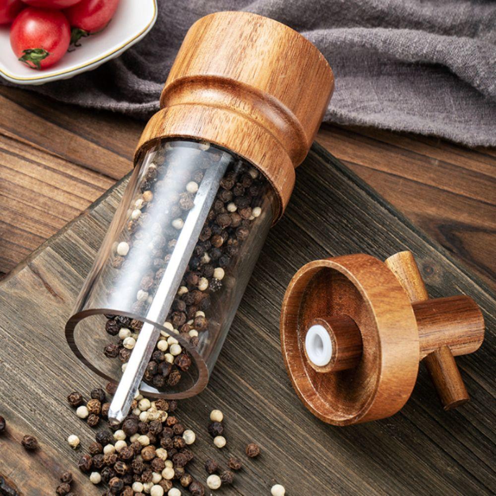 Manual Acacia Wood Pepper Grinder Cross-head Spice Bottle Pepper Mill  Kitchen Seasoning Tool