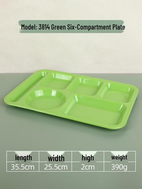 Rectangular Melamine 6-Compartment Divided Lunch Tray