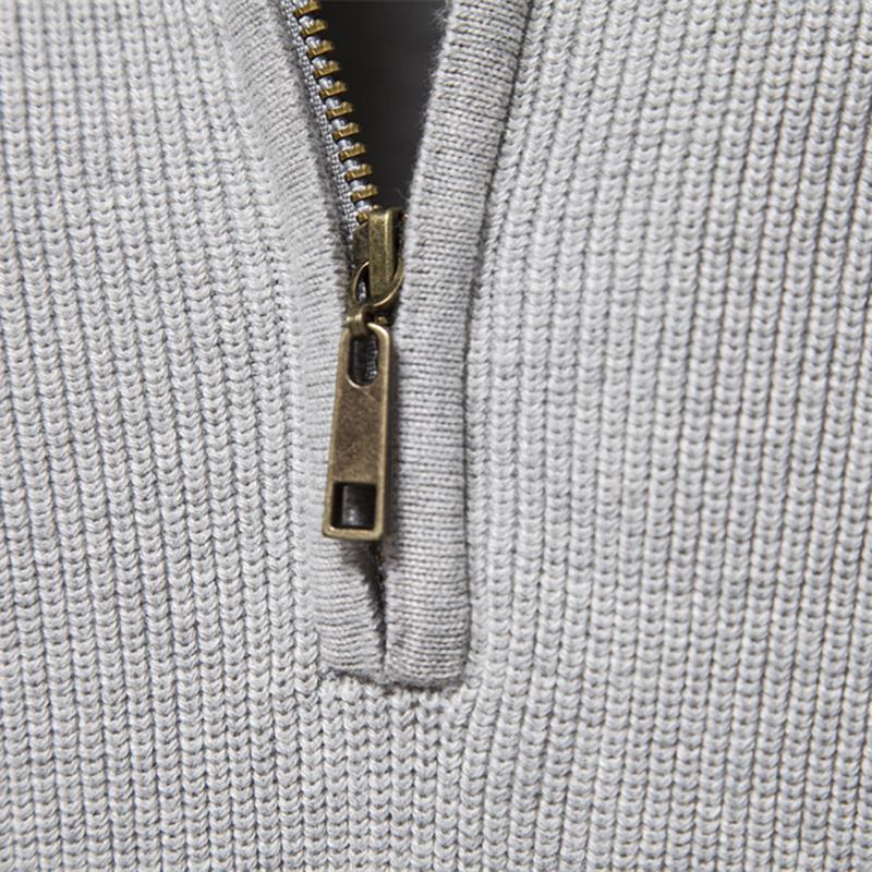 Gant Autumn and Winter Embroidery New Men's Semi Open Sweater Men's Long Sleeved Stand Up Collar Solid Color Versatile Casual Top