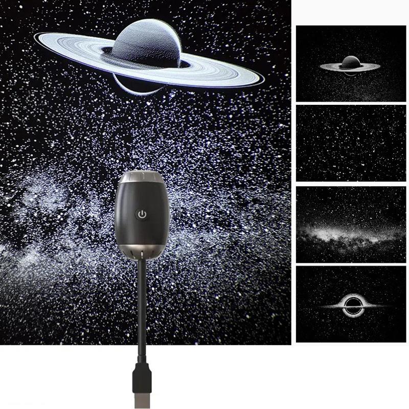 Usb Luminous Starry Sky Projection Decor Milky Way Saturn Background Car Interior Projection Ornament Bedroom Home Wall Decorat