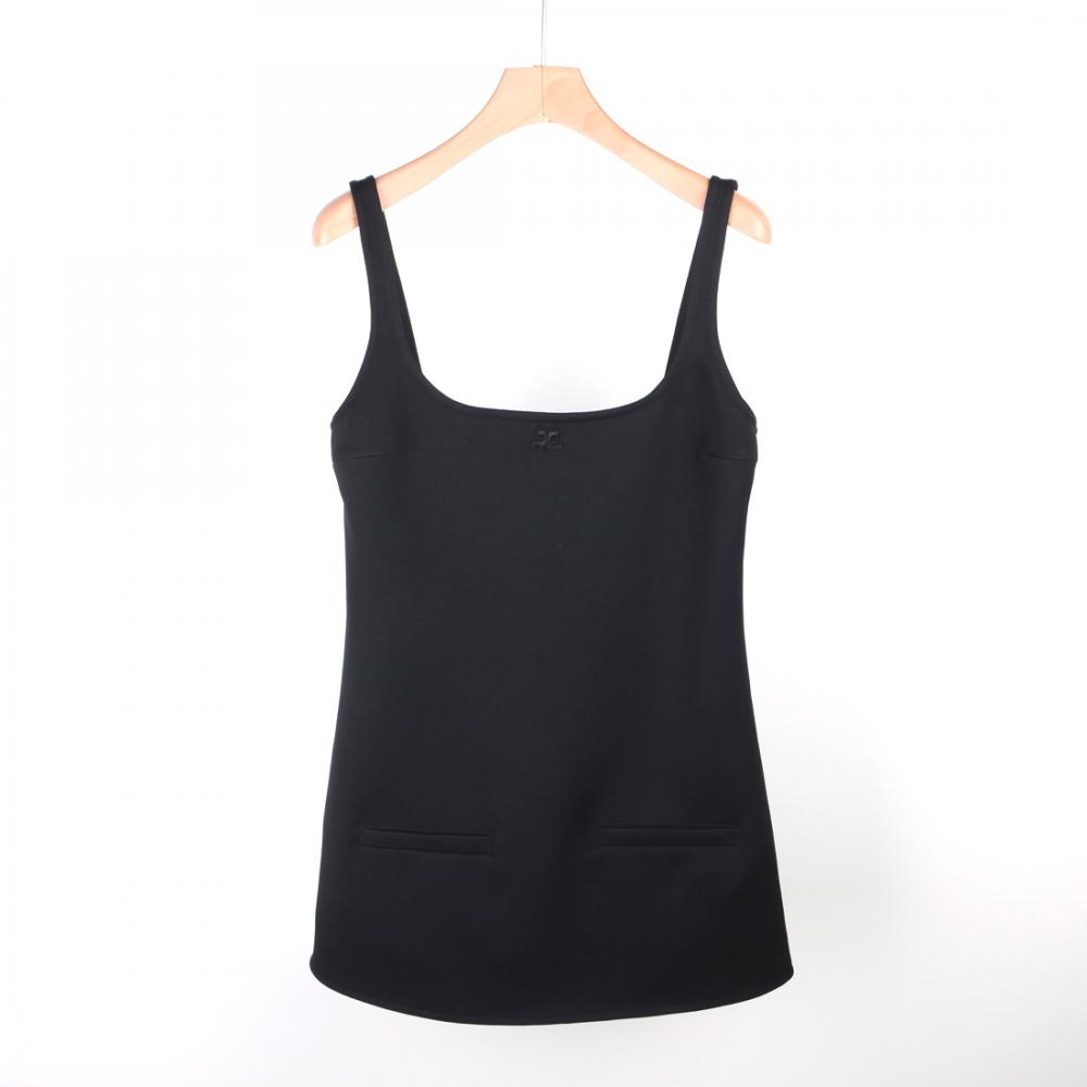 

Платье Andre Cour ge 23SS Courr e на подтяжках, мини, черное 123CRO166PL00079999