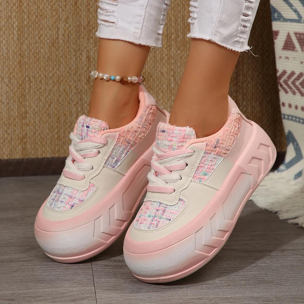 2024 New Women Trend Lace-up Outdoor Antiskid Platform Shoes Women Anti-slip Comfortable Sneakers Zapatos De Mujer