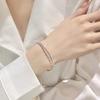 Funkelnde doppelreihige Armbänder für Damen Mädchen Vintage 925 Sterling Silber Kleine Perlen Kette Armband Tägliches Tragen Zirkon Geschenke