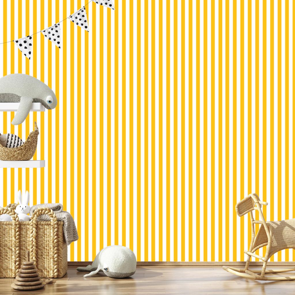Gold and cream stripes wallpaper for living room and bedroom 50x1000