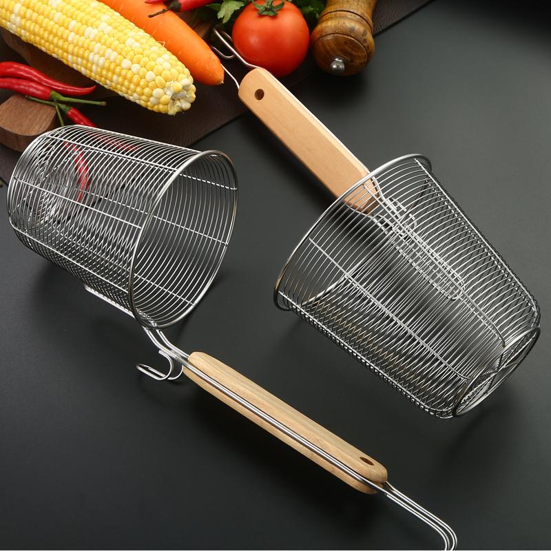 Stainless Steel Large Colander French Fries Pasta Basket Hot Pot Skimmer Strainer Drainer Oil Filter Home Cooking Utensils