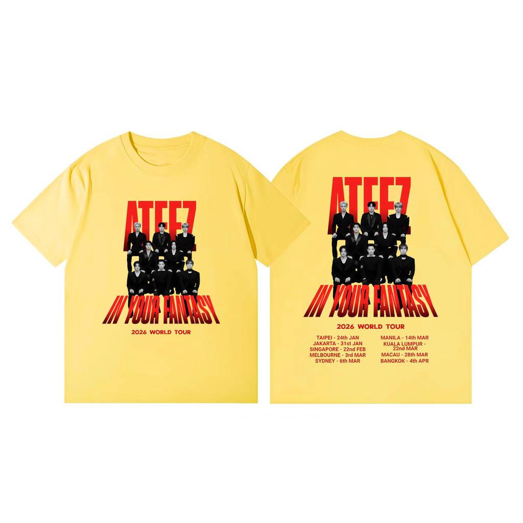 ATEEZ in Your Fantasy World Tour 2026 Graphic T Shirts Kpop Fashion Short Sleeve Tshirt Men Women Casual Loose Cotton Tshirts