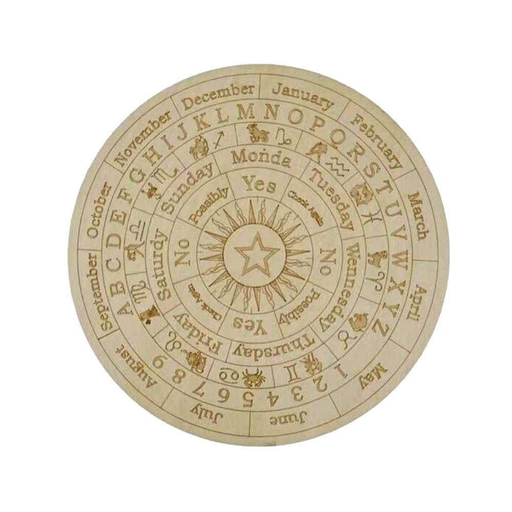 Astrology Game Playing Plate Carved Divination Pendulum Board with Stars Moon Metaphysical Healing Meditation Board