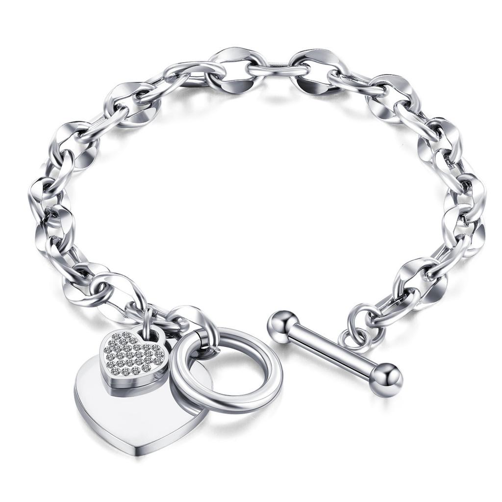 Fashion Niche Design Stainless Steel Love Temperament Peach Heart Ot Buckle Bracelet Suitable for Women To Wear As Holiday Gifts