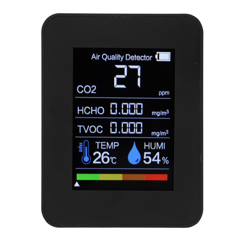5 In 1 Air Quality Monitor Digital Portable Carbon Dioxide Detector TVOC HCHO Temperature Humidity Tester