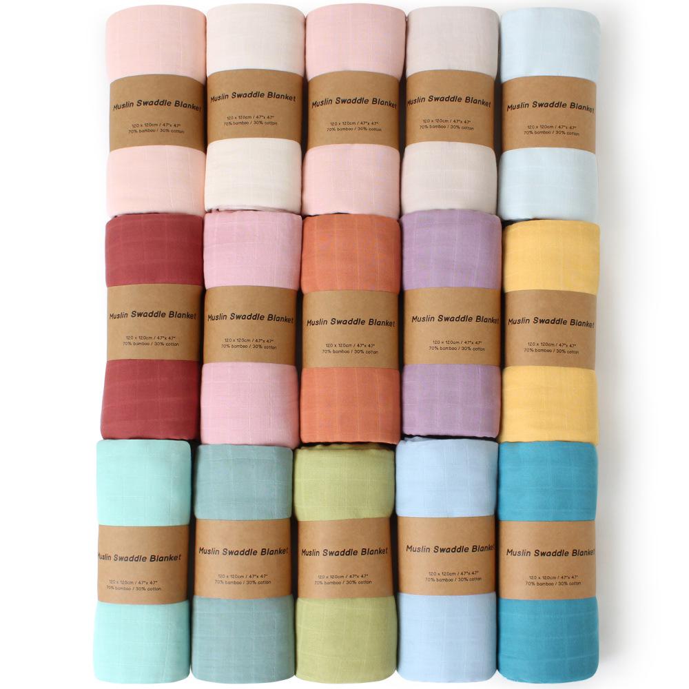 Double Layer Bamboo Cotton Muslin Swaddle Blanket for Newborns