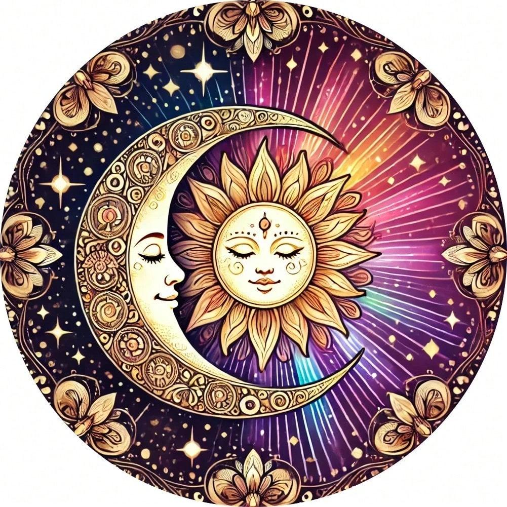 Metal Wall Art Sun Moon Mandala Plaque Farmhouse Decor 8x8 Inch Home Decor Gift 20x20