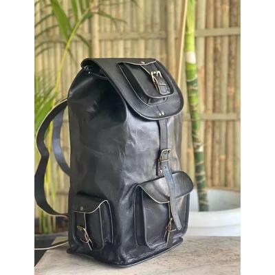 Tasche Leder Rucksack Umhängetasche Laptop Echt Vintage Herren Echt Schwarz Rucksack