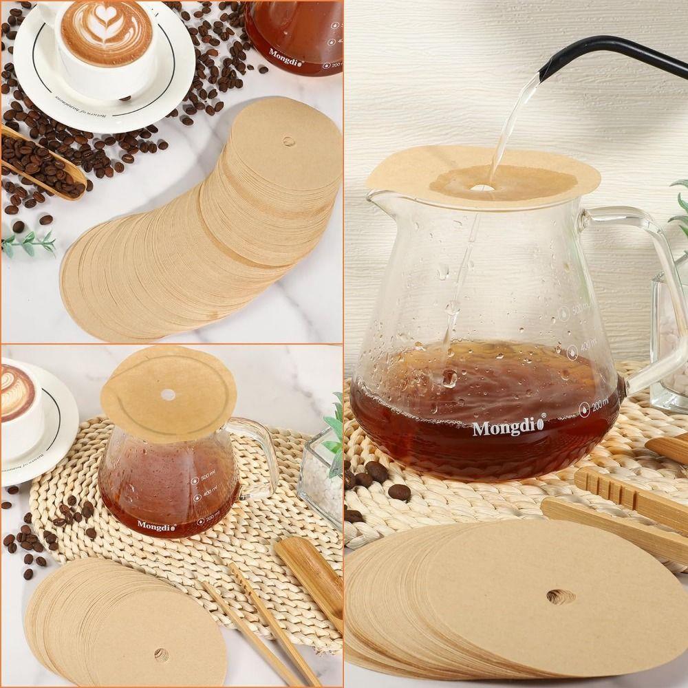 200Pcs 3.75 Inch Replacement Filter Pack Natural Round Coffee Filter Paper  Home Office Use