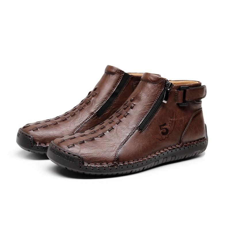 

Осень / Зима Мужские Кожаные Ботинки Повседневные Ботильоны Мужская Мода Дизайн на Молнии Большой Размер Мужские Ботинки Ручной Работы Кожаная Обувь 48 темно-коричневого