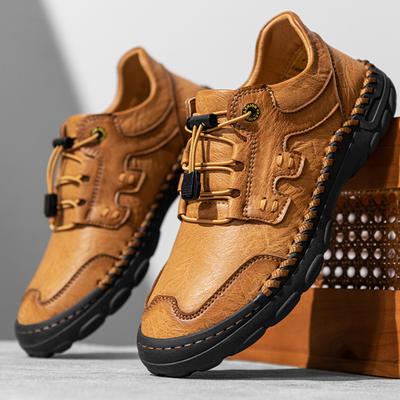Men's Retro Leisure Shoes Large  Size  Leather Leather Rubber Bottom Handmade Car Men's Leather  Boots