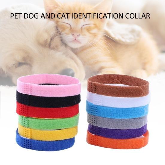 12Pcs/Set Pet Dog Cat Identification Collar Adjustable Id Collar Mark Neck Strap