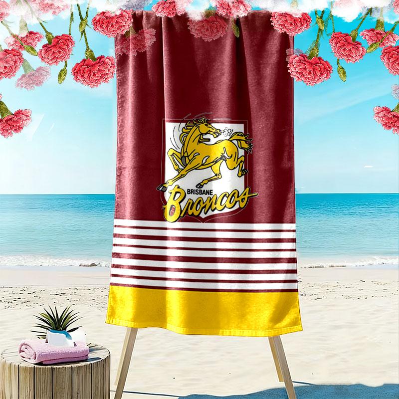 Brisbane Broncos Print Beach Towel, Large Soft Quick Dry Towel for Beach Camping Swimming