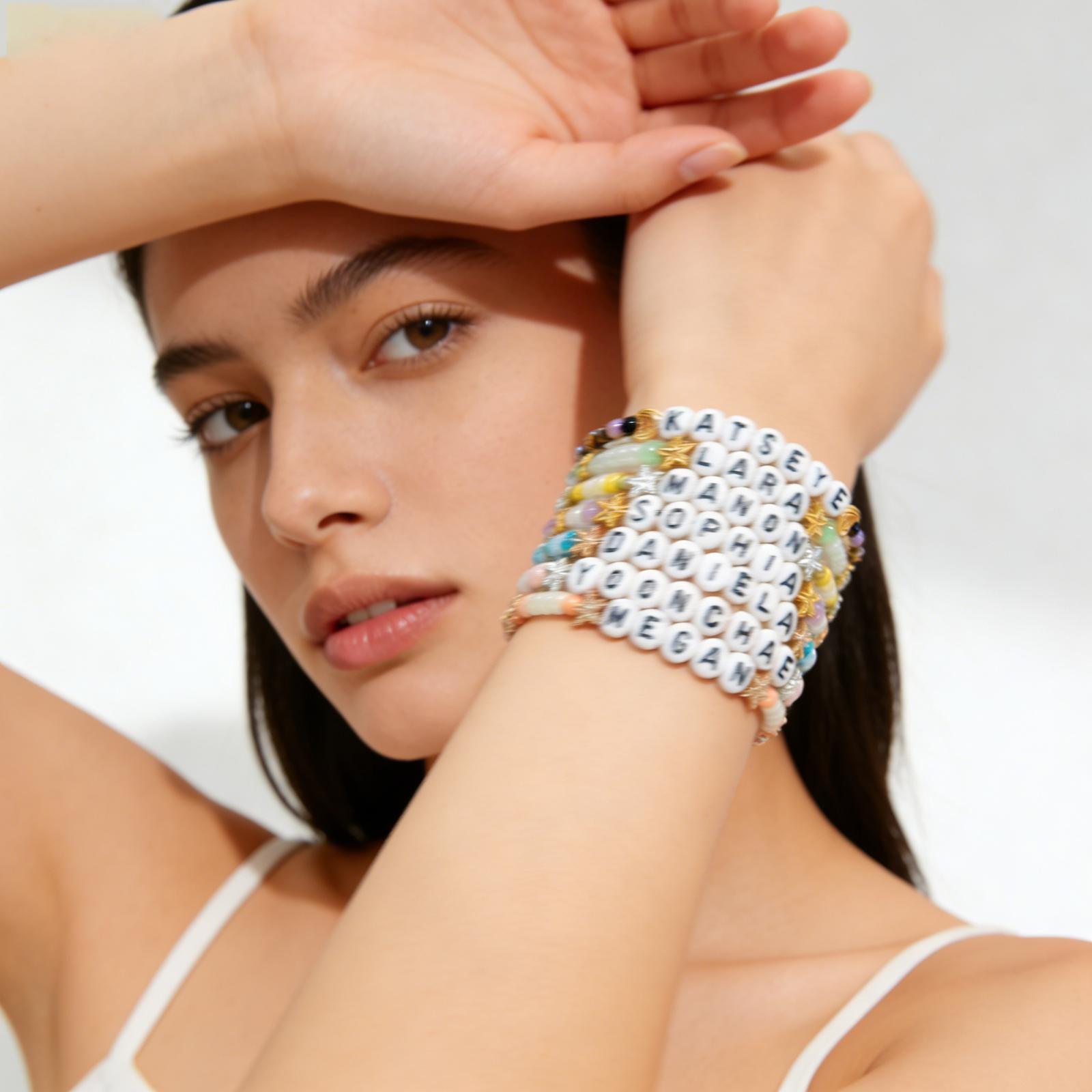 Браслет дружбы Вдохновляющий браслет Браслет-манжета Браслет с буквой Английский браслет Браслет дружбы из бусин One Size