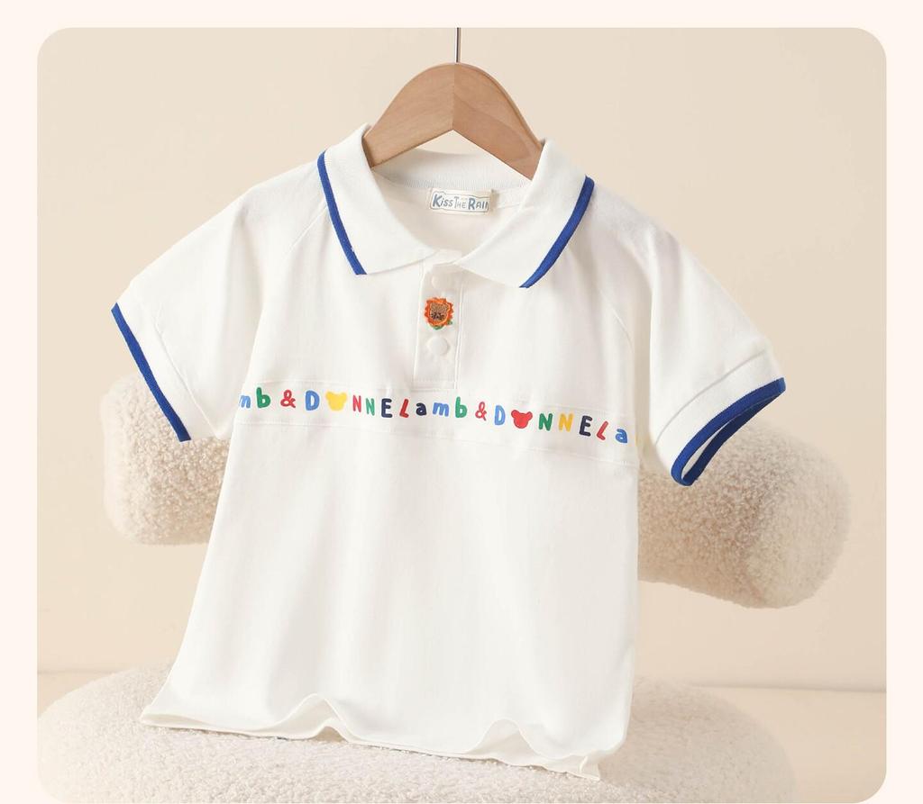 Children's Cotton Polo Shirt: Boys' Short Sleeve Summer Top for Kindergarten and Primary School