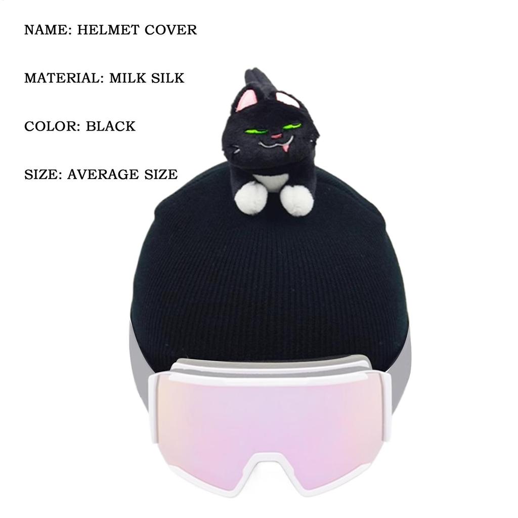 New Cute Cat Ears Ski Headgear Cover Double board Men Women Single Board black Plush Helmet Head Cover Outdoor Warm Protection