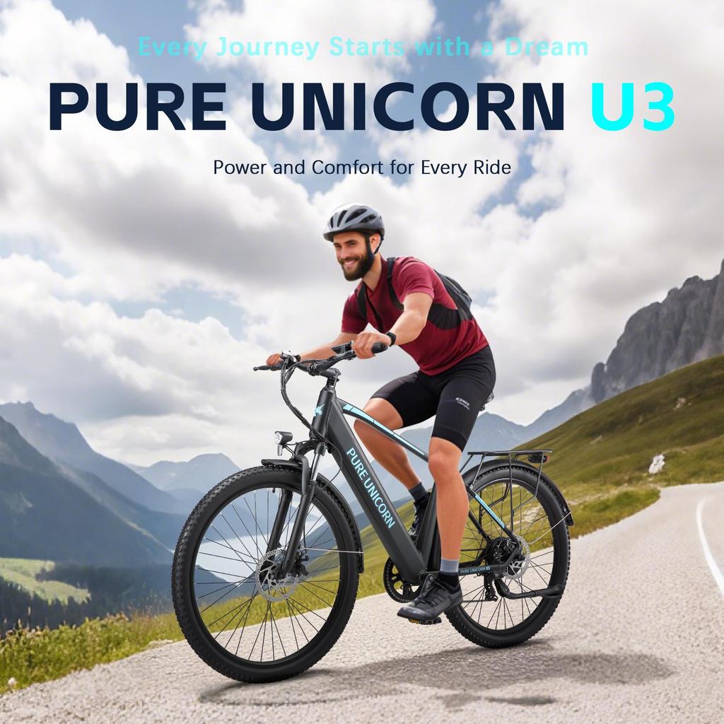 PURE UNICORN U3 Electric Bike 750W Motor 48V12.8Ah Battery 29 Inch Tires 45km/h Max Speed 60km Max Range Shimano 7-speed