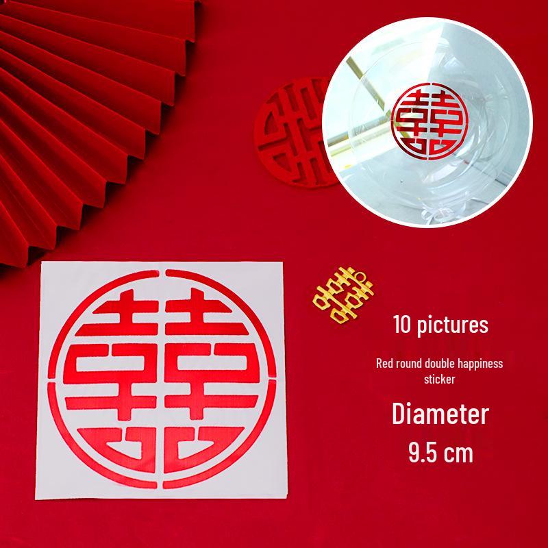 Double Happiness Festive Stickers: Cup, Envelope, Egg, and Window Self-Adhesive Seals for Weddings
