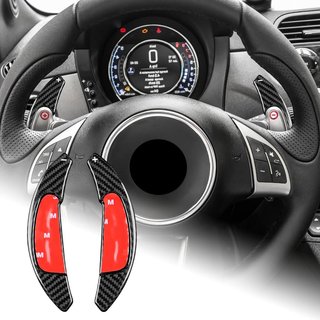 AIRSPEED Carbon Fiber Interior Shift Paddle Covers and Extensions for Abarth Custom Includes Tape for Stain Carbon 595/695 (2012-2024) - Accessories,