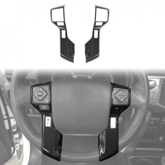 2x Interior Steering Wheel Panel Cover Trim Bezel For 4runner 2010+ Carbon Fiber