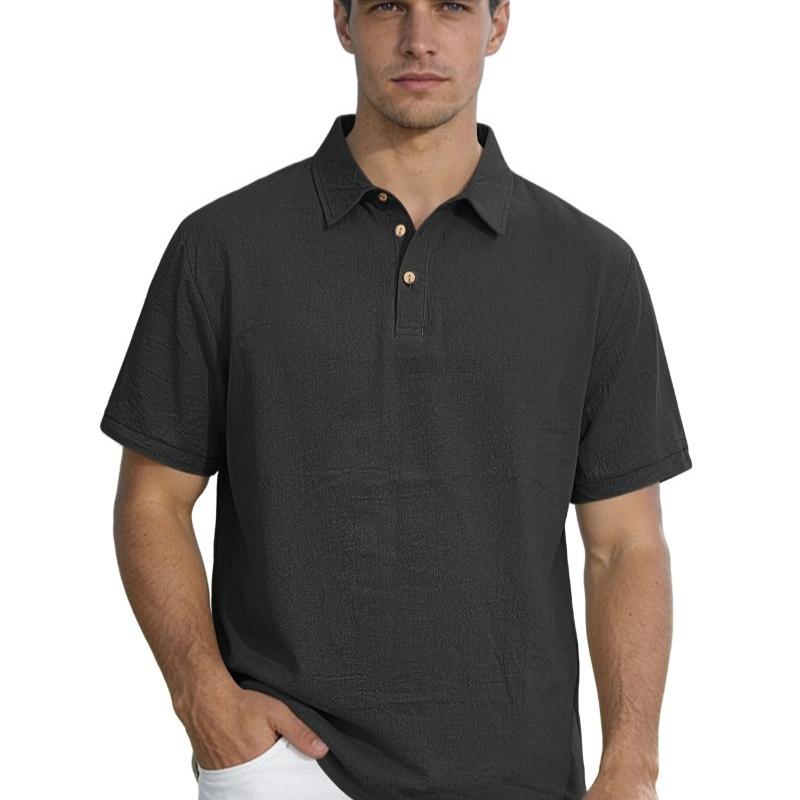 Polo Uomo in Lino Monocolore - T-shirt Premium da Business con Collo a Revers e Maniche Corte