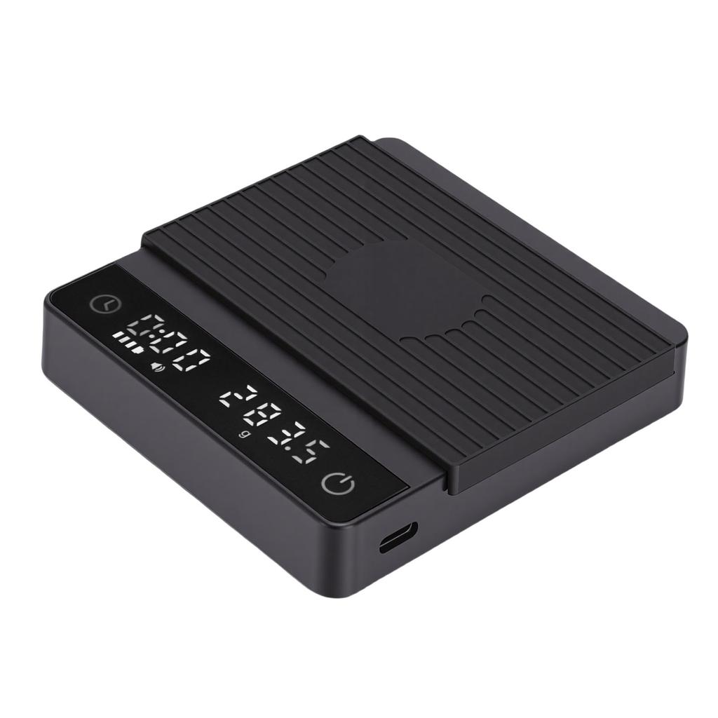 Coffee Scale with Timer 0.1g High   Rechargeable Coffee Scale with Backlit Screen Anti Slip Mat Black