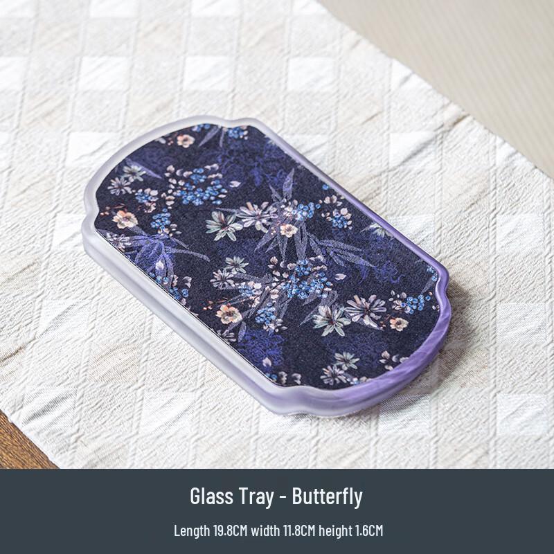 Chinese Style Butterfly Glazed Tea Tray