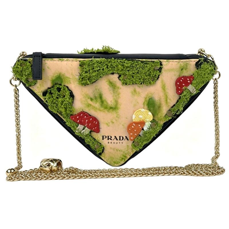 Косметичка/туалетная сумка Prada [Индивидуальная сумка] Полиэфирное волокно, грибной лес, выветрившийся мох Грибной лес Грибной лес-Белая подарочная коробка белый