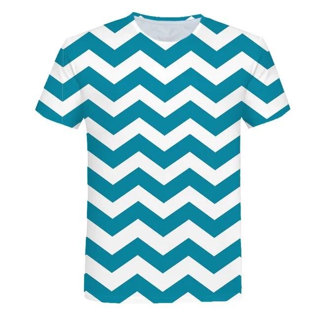 Summer 3D T Shirt Print Short Sleeve Striped Print Men T Shirt O Neck Men Harajuku XS-6XL