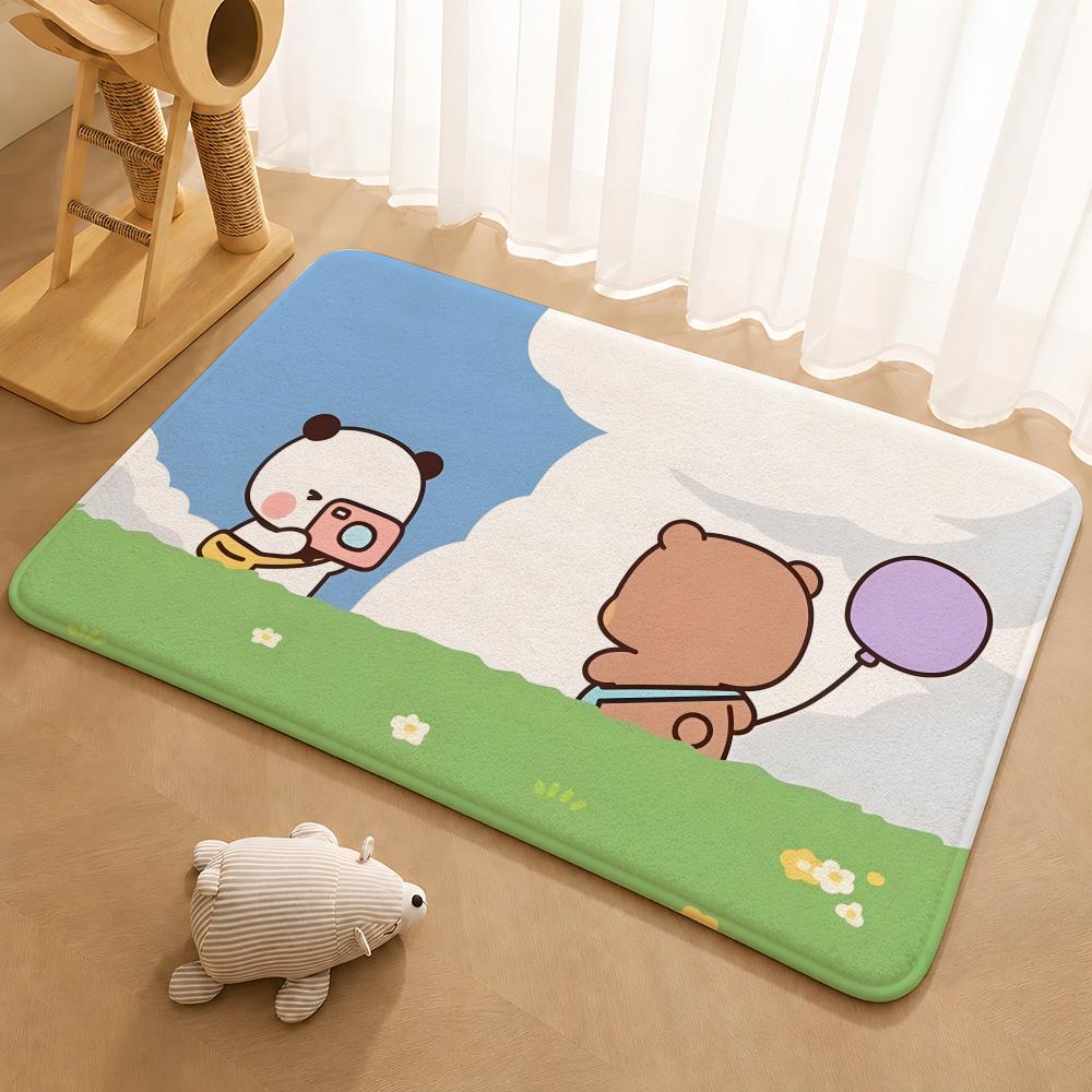 Kwai Anime Yier Bubu Floor Mat Floor Mat Soft Flannel Non-Slip Door Rug for Living Room