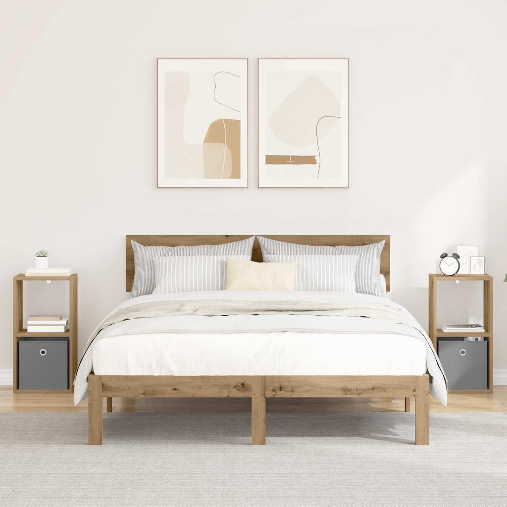 Nightstand 2 Pcs Artisan Oak 30.5 X 27 X 59.5 Cm