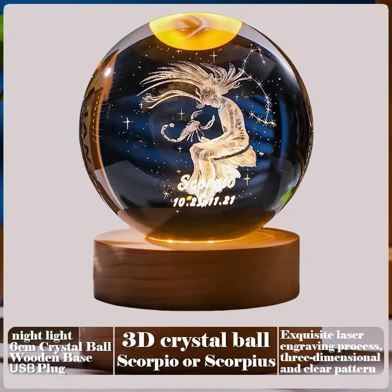 Dárek na Valentýna 2025 3D Růže Křišťálová koule Laserové gravírování Domácí ozdoba Řemesla Stolní dekorace Narozeninový Dárek ke Dni matek