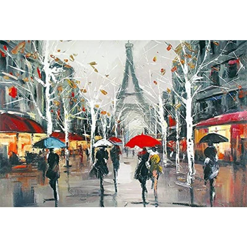 

Парижские пары, гуляющие по пейзажу, холст, живопись, современный город, абстракция, Эйфелева башня, акварель, граффити, постер, настенный декор для дома 60x90CM No Frame