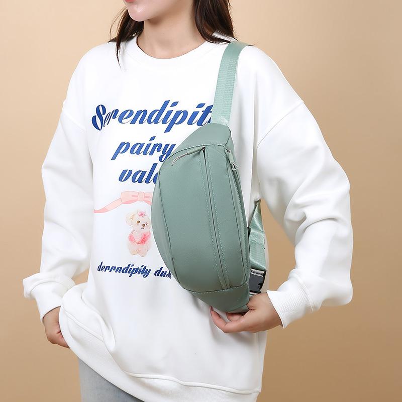 Women's Outdoor Solid Color Lightweight Multi-Pocket Sports Waist Chest Bag