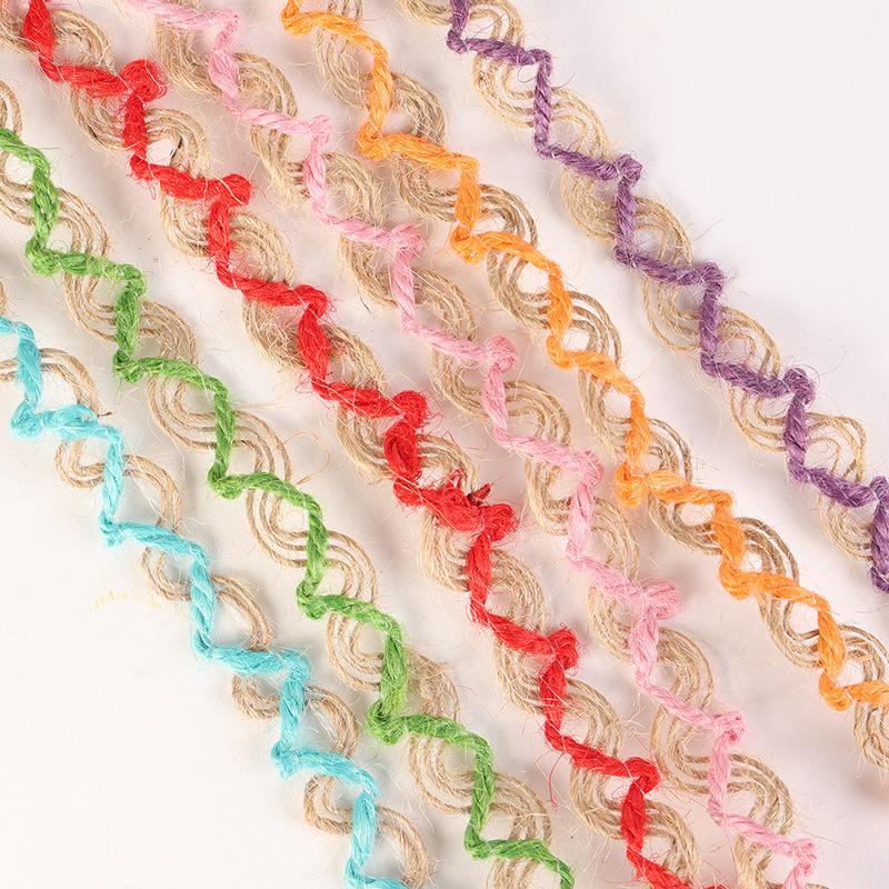 1Cm Cor Tecida Semicircular Corda de Cânhamo, Renda de Cânhamo Oca, Acessórios DIY Feitos à Mão