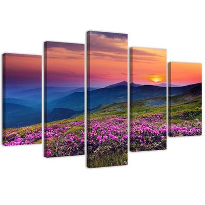 Five Piece Picture Canvas Print Sunrise Landscape
