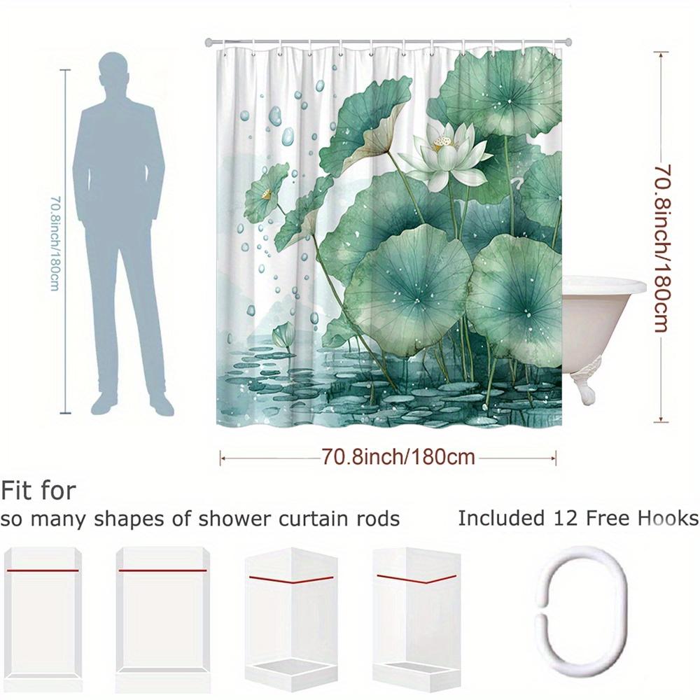 Enhance Your Bathroom With A Waterproof Shower Curtain Featuring Elegant Lotus Flowers For Aesthetic Appeal And Durability