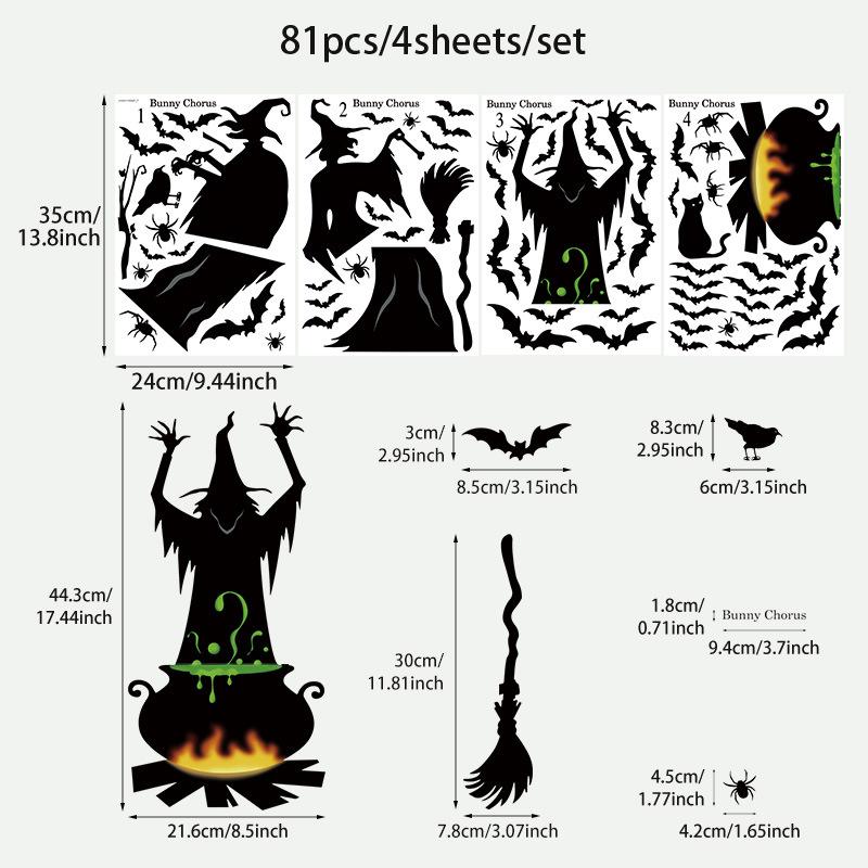 

Halloween Window Sticker Decoration Terror Witches Bats Halloween Party Window Stickers Wall Stickers