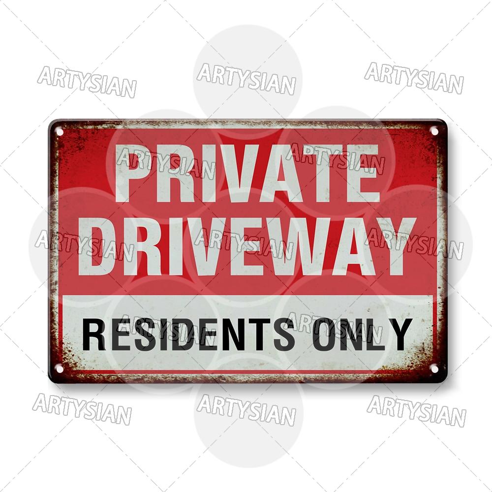 DORA Tin Sign Restricted Parking Warning Metal Sign Private Driveway No Blocking Guest Customer Reserved Parking No Idling Private Parking 20x30cm（7.8x11.8inch）