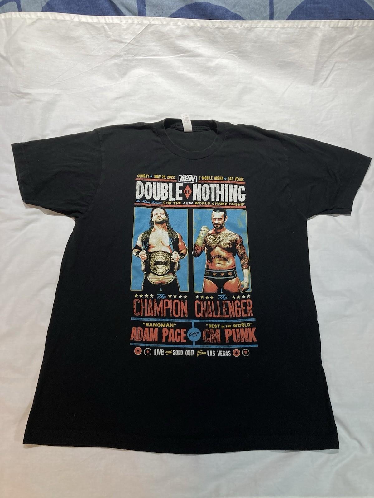AEW Double Or Nothing C.M. Punk VS Hangman Page “I Was There” T-shirt. Men’s L Unisex T-Shirt S