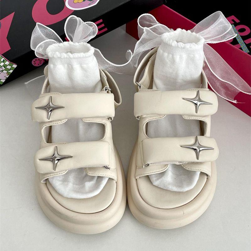 Footwear Beach Women's Shoes with Medium Heels Summer 2024 Outdoor Sandals for Woman Platform Wedge Waterproof Black Korea H F